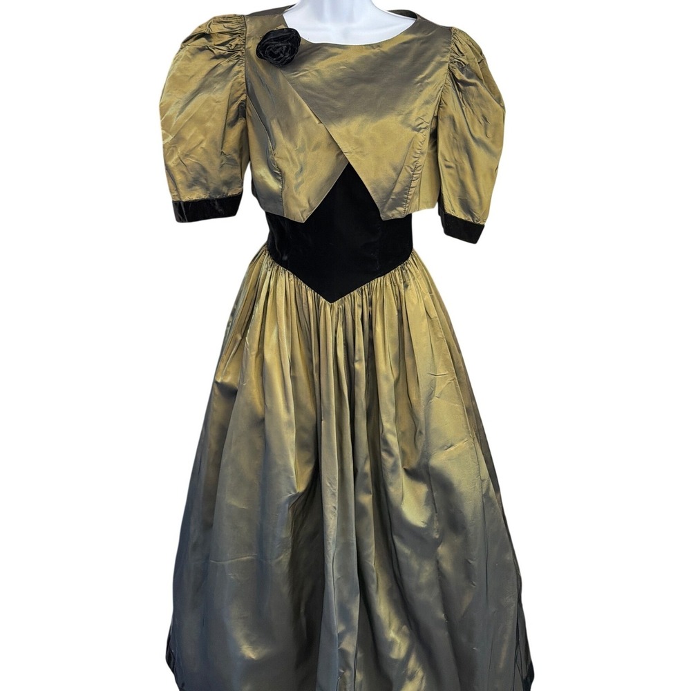 Vintage Alfred Angelo Regal Taffeta Gown Prom Evening Gothic Formal Bolero Set